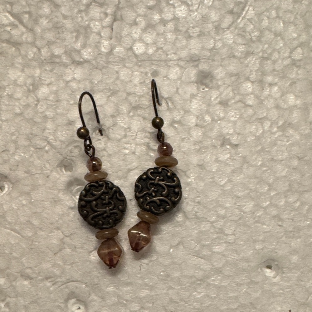 Elegant Bronze and Brown Dangle Earrings